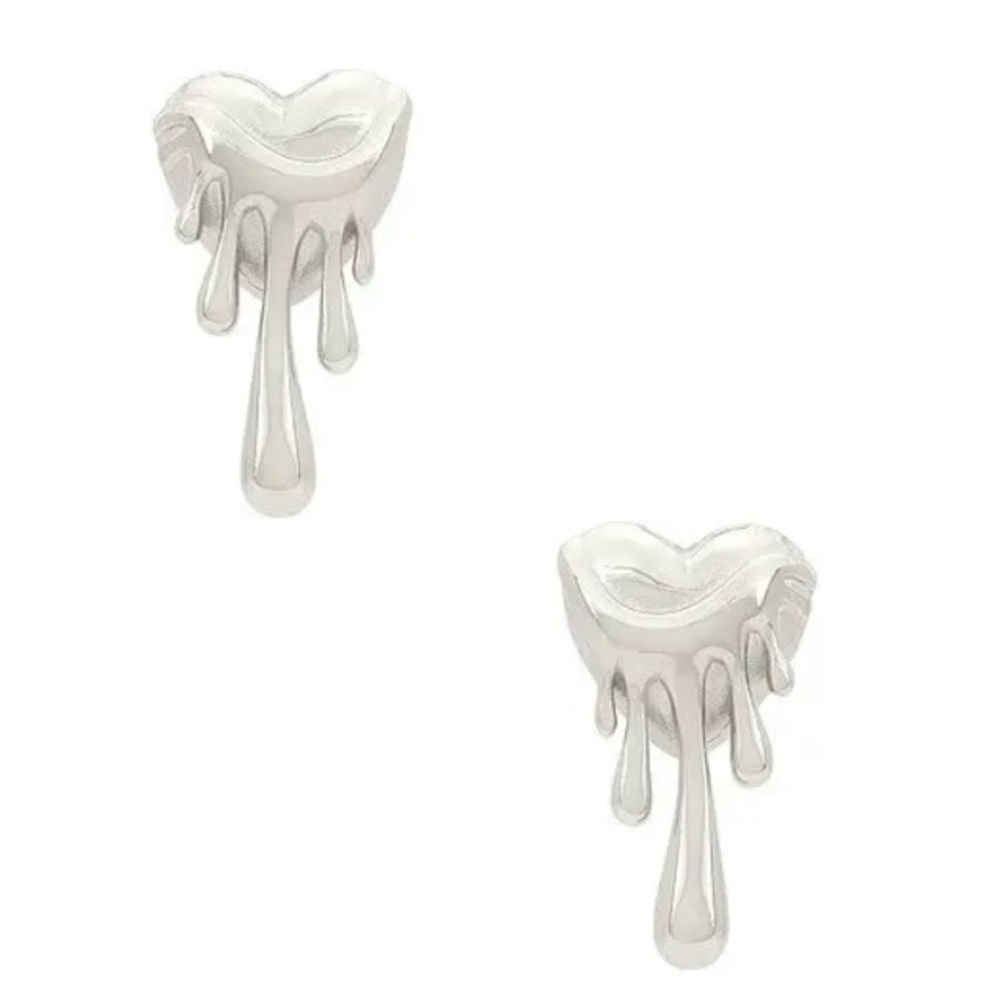 8 Other Reasons Melting Heart Earrings in Stainless Steel Metallic Silver NEW